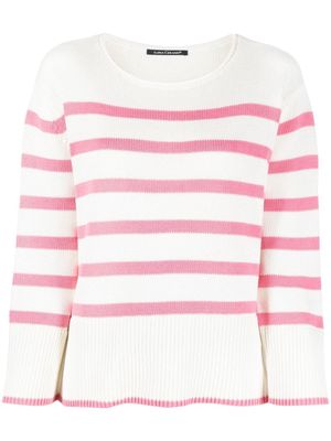 Luisa Cerano horizontal-stripes cotton jumper - White