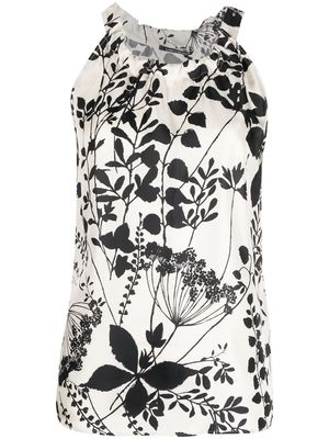 Luisa Cerano leaf-print sleeveless blouse - Neutrals