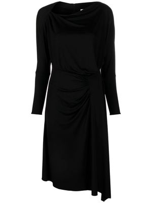 Luisa Cerano long-sleeve draped midi dress - Black