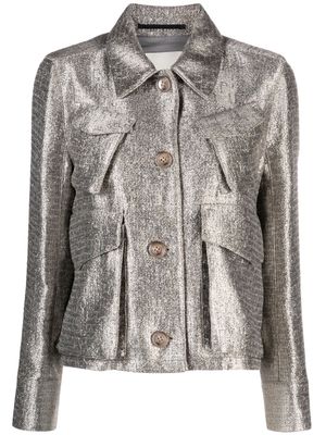 Luisa Cerano metallic-threading buttoned jacket - Silver
