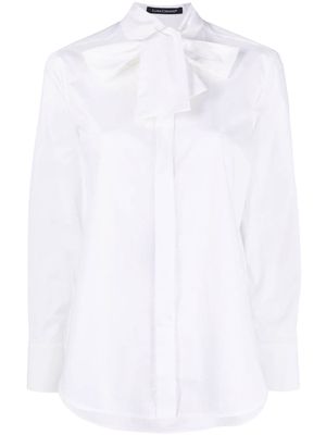 Luisa Cerano pussy-bow collar poplin blouse - White