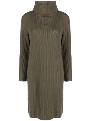 Luisa Cerano ribbed-knit cut-out dress - Green