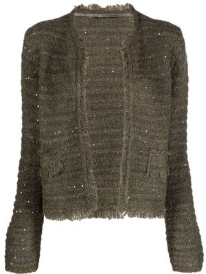 Luisa Cerano sequin-embellished bouclé tweed jacket - Green
