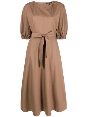 Luisa Cerano tie-waist half-sleeves dress - Brown