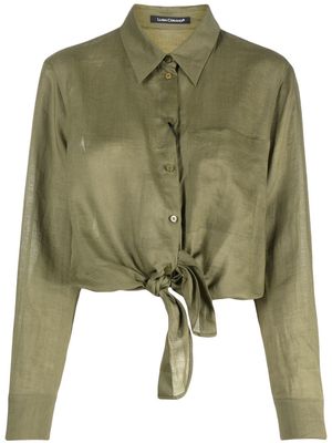 Luisa Cerano tied-waist ramie shirt - Green