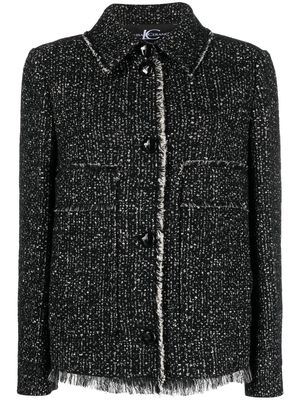 Luisa Cerano tweed frayed-edge jacket - Black