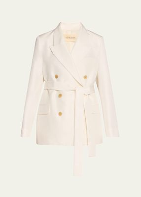 Luisa Double-Breasted Silk Belted Blazer