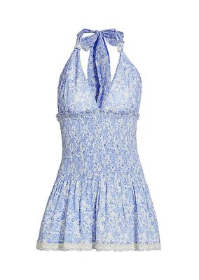 Luisetta Cotton Floral Halter Minidress