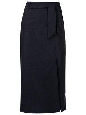 LUIZA BOTTO belted front-slit midi skirt - Blue