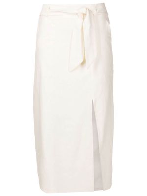 LUIZA BOTTO belted front-slit midi skirt - White