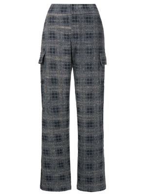 LUIZA BOTTO check-pattern high-waist trousers - Grey