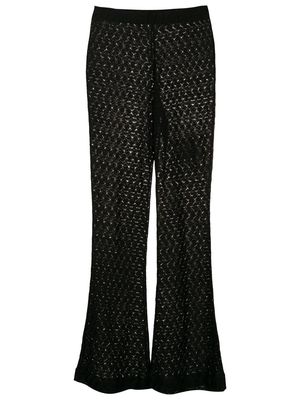 LUIZA BOTTO crochet knit flared trousers - Black