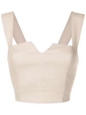 LUIZA BOTTO cropped sweetheart-neck top - Neutrals