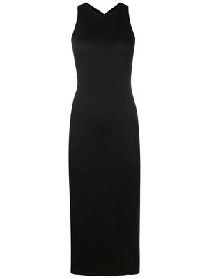 LUIZA BOTTO crossover strap-detail ribbed midi dress - Black