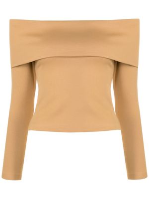 LUIZA BOTTO off-shoulder knitted top - Brown