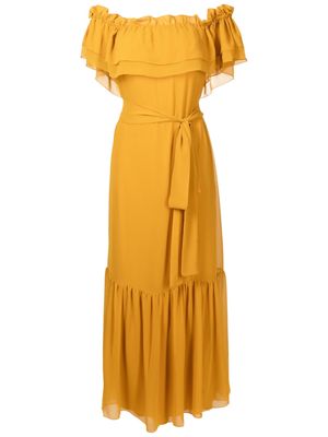 LUIZA BOTTO off-shoulder ruffle-detailing dress - Yellow
