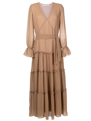LUIZA BOTTO ruffle-detail tiered maxi dress - Brown