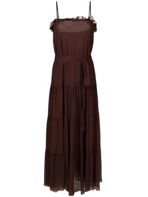 LUIZA BOTTO ruffle-trimmed silk dress - Brown