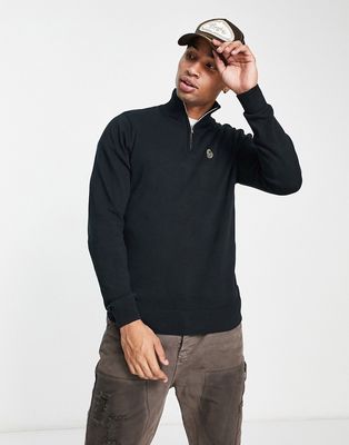 Luke knitted half zip sweater in black