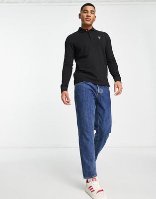 Luke long sleeve polo in black