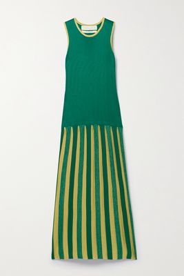 Lukhanyo Mdingi - Pleated Silk-blend Midi Dress - Green