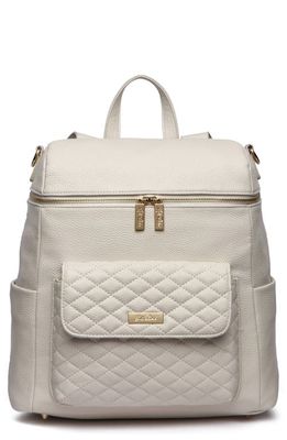 Luli Bebé Monaco Faux Leather Diaper Backpack in Pearl White