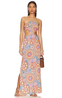 Luli Fama Retro Luli Cutout Maxi Dress in Orange