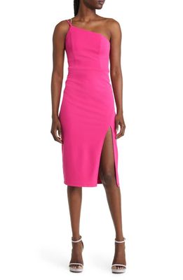 Lulus All About The Glitz One-Shoulder Dress in Hot Pink