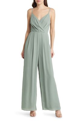 Lulus Call for Me Faux Wrap Jumpsuit in Sage Green