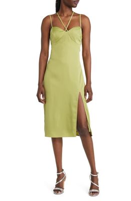 Lulus Chic Hour Cutout Cross Strap Cocktail Dress in Lime Green
