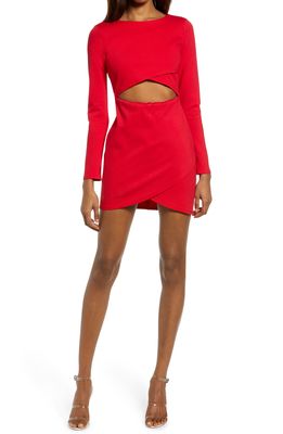 Lulus Club Queen Long Sleeve Body-Con Dress in Red