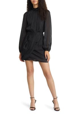 Lulus Cocktail Hour Stripe Long Sleeve Minidress in Black