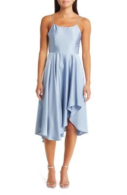 Lulus Days Like Today Satin High-Low Dress in Blue