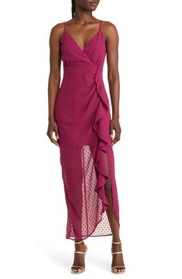 Lulus For Us to Dance Swiss Dot Gown in Magenta