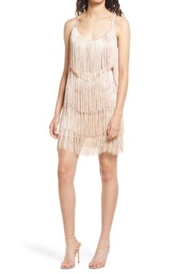 Lulus Get in the Groove Sequin Fringe Minidress in Champagne