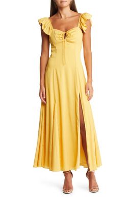 Lulus Got Your Love Ruffled Dress in Mustard Yellow
