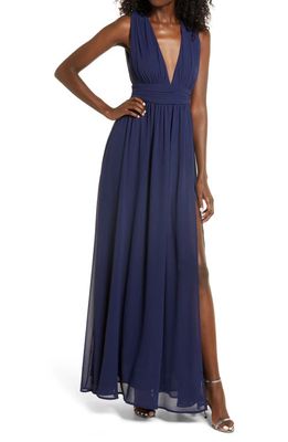 Lulus Heavenly Hues A-Line Gown in Navy Blue