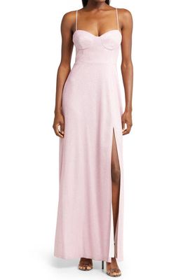 Lulus Lucky for You Glitter Bustier Dress in Pink
