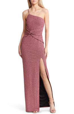 Lulus Luxe Radiance Metallic One-Shoulder Gown in Shiny Pink