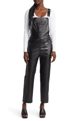 Lulus Modern Charm Faux Leather Overalls in Black