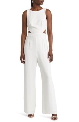 Lulus Moments to Remember Sleeveless Cutout Jumpsuit in White