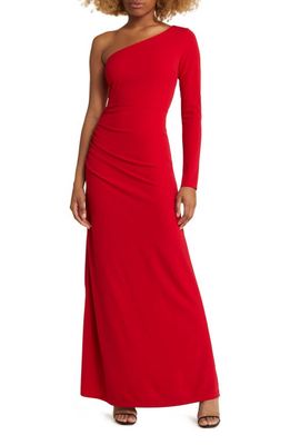 Lulus One to Cherish One-Shoulder Gown in Red