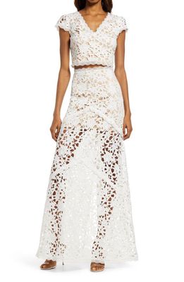 Lulus Special Moments Crochet Two Piece Dress in White