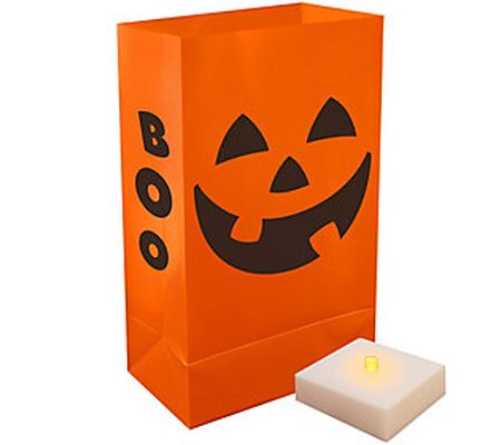 LumaBase 6 Orange Jack-O'-Lantern LED Luminaria s with Timer