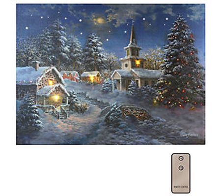 LumaBase Lighted Wall Art with Remote Control - Winter Village