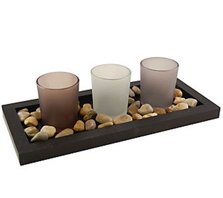 LumaBase Pebble Tray with 3 Glass Holders