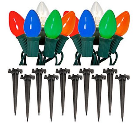 LumaBase Set of 10 Multicolored Electric Pathwa y Lights