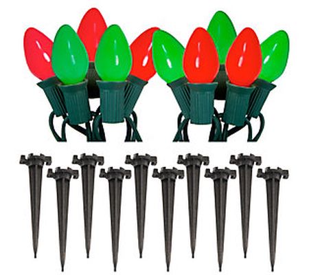 LumaBase Set of 10 Red and Green Electric Pathw ay Lights