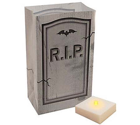 LumaBase Set of 6 Tombstone LED Luminarias with Timer