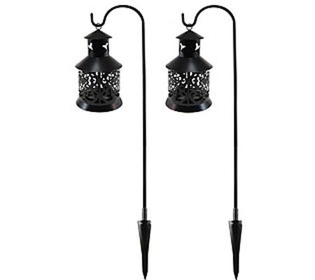 LumaBase Shepherd's Hooks with Lanterns, Set of 2